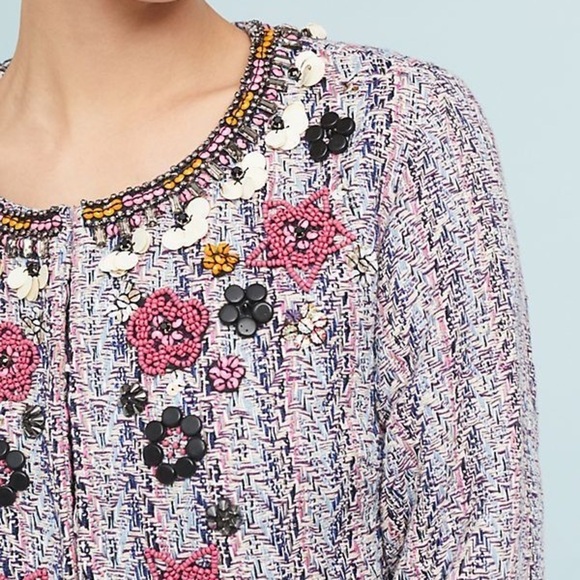 COPY - NWT Summer of Love Embellished Tweed Cardigan Jacket M Pink Floral Boho … - Picture 4 of 11